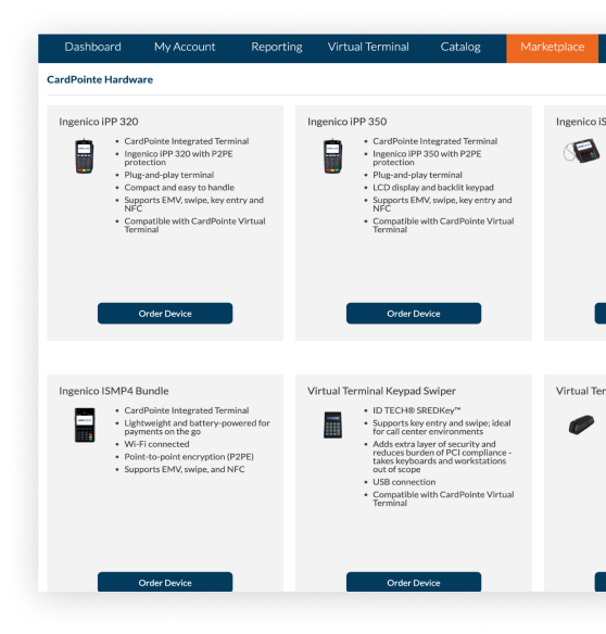 CardPointe integrations — CardConnect merchant portal showing connected software and payment tools